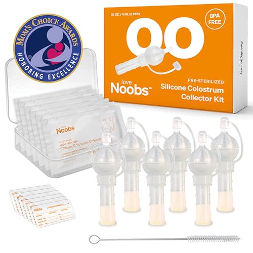 Award-Winning Colostrum Collector Kit by LoveNoobs™, 6 Counts x 4ml, Reusable Breast Milk Collector, Colostrum Collection Kit For Breastfeeding, Leakproof, BPA Free