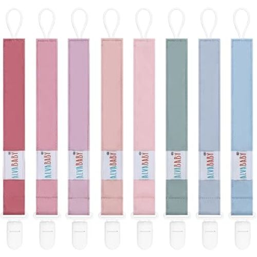 ALVABABY Pacifier Clips 8 Pack Pacifier Binky Paci Holder Leashes for Baby Teethers 8DP10
