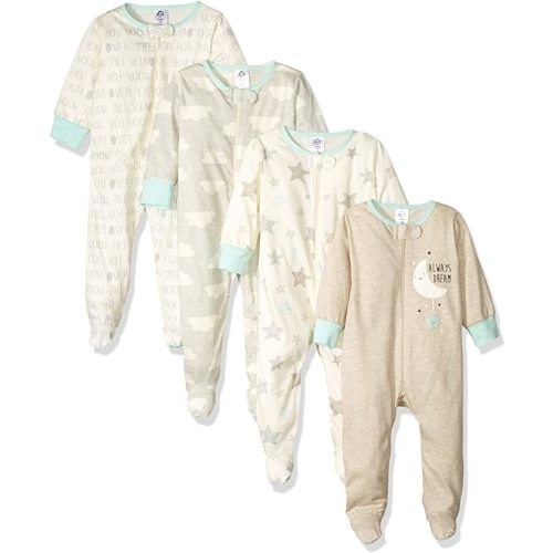 Gerber unisex-baby 4 Pack Sleep 'N Play Footie - Elephants