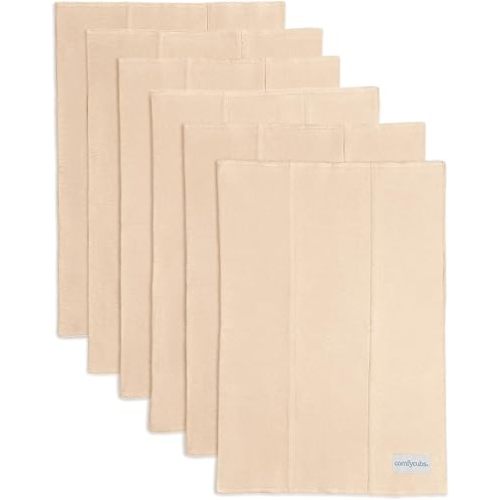 Comfy Cubs Baby Burp Cloths Set (Pack of 6) - Large, 6-Layer, Ultra Absorbent 100% Cotton for Infant Spit-Up, Drool, and Messes - Soft, Gentle, Thoughtful New Born Baby Gifts, Cream