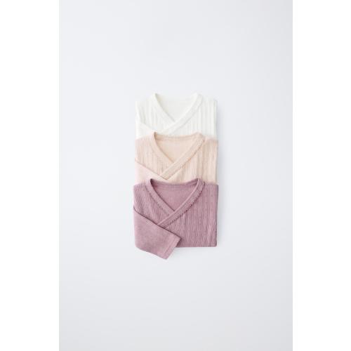 LOT DE 3 BODYS POINTELLE COL CROISÉ - Rose | ZARA Canada
