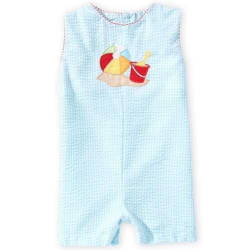 Petit Ami Baby Boys Sleeveless Gingham Beach Applique Jon Jon Shortall