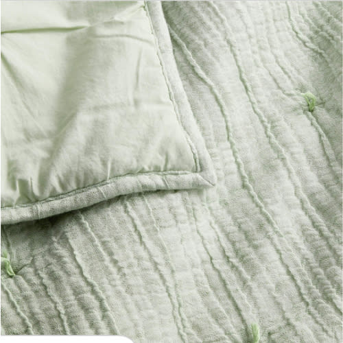 Aire Muted Teal Crinkle Hand-Quilted Organic Cotton Baby Crib Quilt