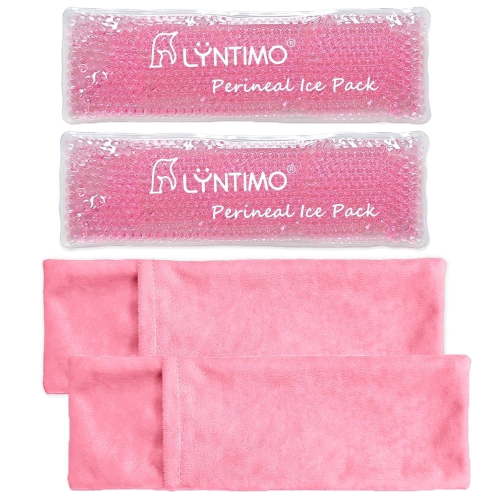Perineal Cooling Pad, Lyntimo Postpartum Recovery Ice Cold Packs for Hemorrhoids & C-Section Relief, 2 Reusable Gel Packs with Washable Covers