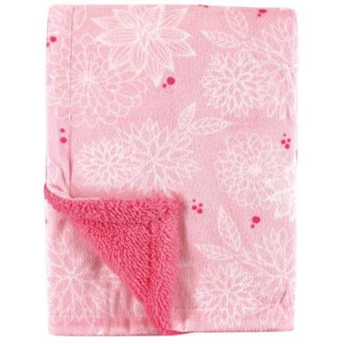 Hudson Baby Basics Infant Girls Super Soft Mink and Faux Shearling Throw, Blooming Blossom, One Size