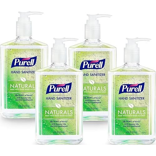 Purell Advanced Hand Sanitizer Naturals with Plant Based Alcohol, Citrus Scent, 12 fl oz Pump Bottle (Pack of 4) - 3623-06-EC2