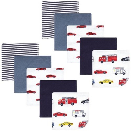 Hudson Baby Infant Boy Flannel Cotton Washcloths, Going Places 10 Pack, One Size