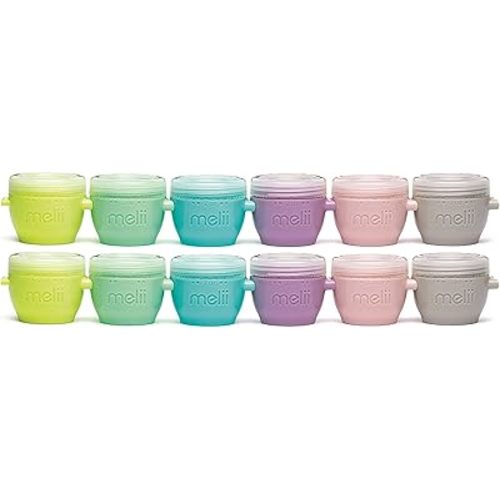 melii Snap & Go Baby Food Storage Containers |12 Pack 2 oz, Stackable Freezer Containers with Airtight Lids, BPA-Free, Reusable Snack Cups for Purees, Meal Prep & On-the-Go