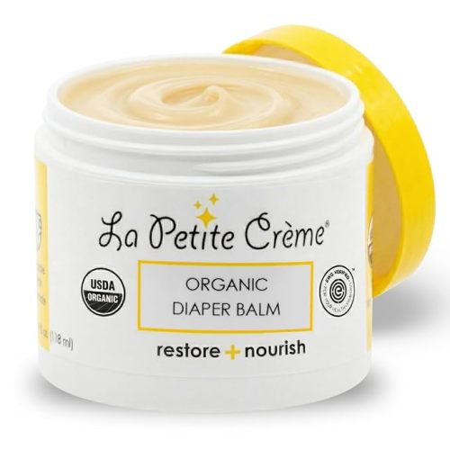 La Petite Creme French Organic Diaper Balm (4 oz) - Healing & Nourishing Diaper Cream - Gentle & Safe Liniment Baby Lotion - USDA Certified Organic - Baby Essentials for Newborn