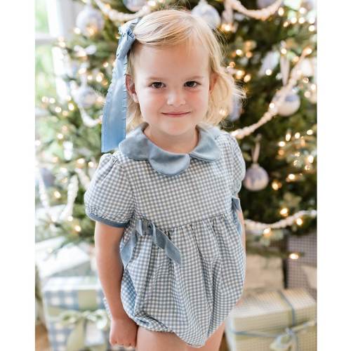 Edgehill Collection x The Broke Brooke Baby Girls Camille Gingham Bow Bubble