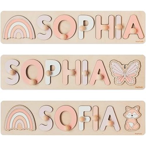 Personalized Name Puzzle Montessori Toys Nursery Decor Customized Puzzle Educational Toy Christmas Gift For a 1 Year Old Gifts Kids Name Sign for Nursery Easter Present for Baby