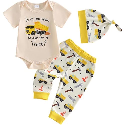 Madjtlqy Baby Boy Western Clothes Letter Short Sleeve Romper Long Pants With Hat Newborn Coming Home Outfit Infant Cute Sets
