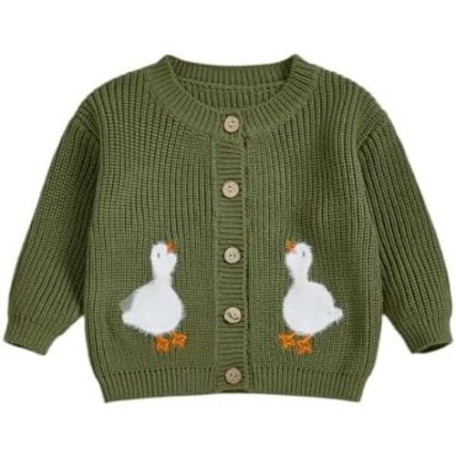 Toddler Baby Button Down Knit Sweater Crewneck Animal Cardigan for Infant Boy Girl