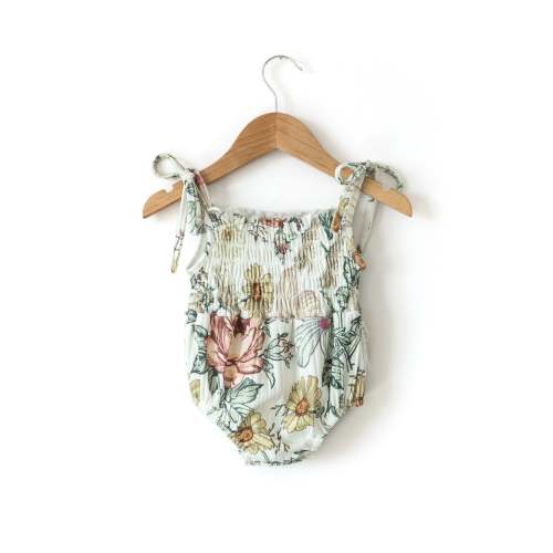 Ruby Ribbed Romper in Spring Floral