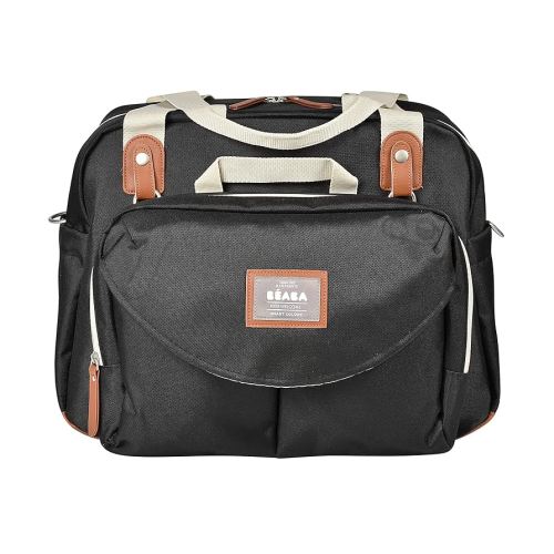 Beaba Geneva Diaper Bag, Multifunction Baby Diaper Bag, Includes Removable Strap for Stroller, Changing Pad, and Insulated Pouch, (Black)