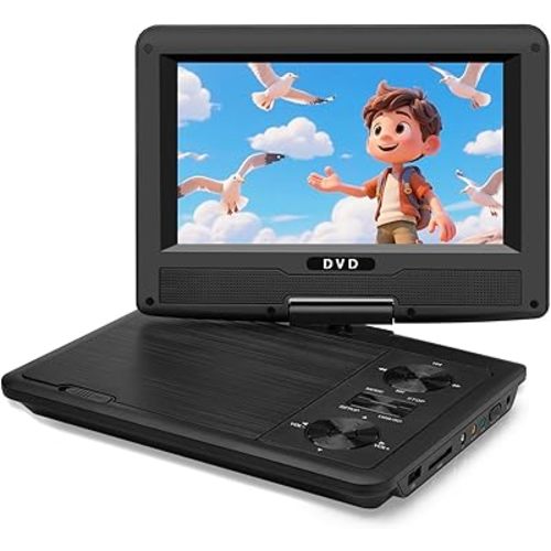 11.5" Portable DVD Player for Kids & Car Travel–9 inch Swivel IPS Screen,3-Hour Battery,CD/DVD/USB/SD Support,Region Free/Headrest Mount & Remote (Black)