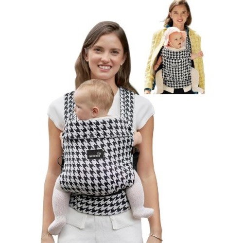 GROWNSY Hands-Free Baby Carrier with Lumbar Support, Soft Sling for Infants to Toddlers 7-44 lb, Easy Wear & Travel Ready Houndstooth Design