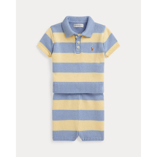 Striped Cotton Polo Sweater & Short