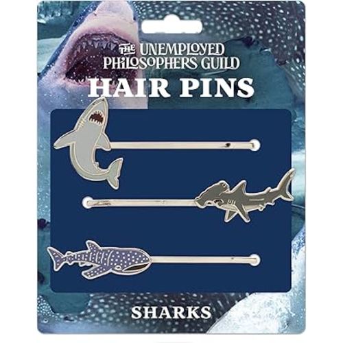 The Unemployed Philosophers Guild Shark Enamel Hair Pin Set - Set of 3 Pins: Great White, Hammerhead and Whale Shark