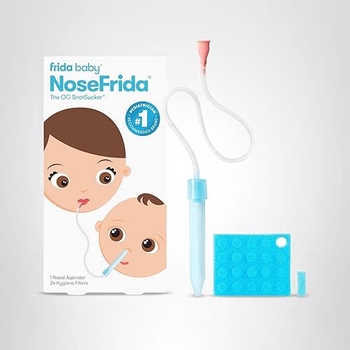 Frida Baby NoseFrida SnotSucker for Baby, Nasal Aspirator for Baby, Nose Sucker Baby Nasal Aspirator for Baby, Congestion Relief with 24 Extra Hygiene Filters