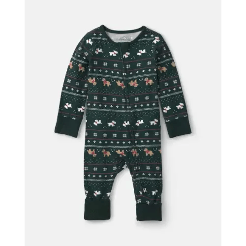 Baby Fair Isle PurelySoft™ 2-Way Zip Sleep & Play Pajamas - Green | Carter's
