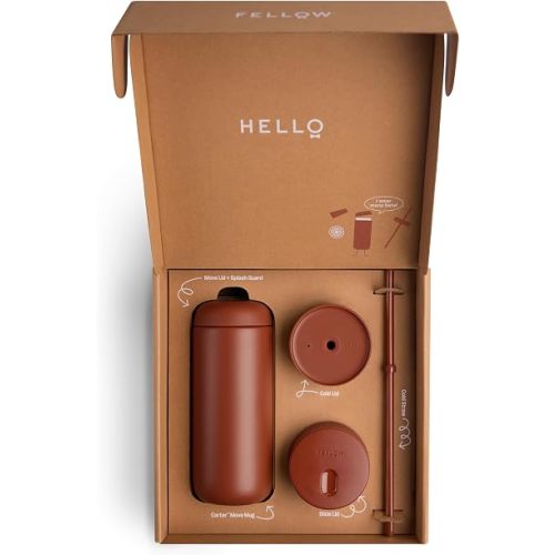 Fellow Carter 3-in-1 Ceramic Lined Travel Coffee Mug Tumbler 16 oz