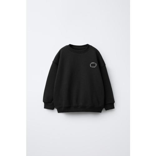 BASIC TEXT SWEATSHIRT - Black | ZARA United States