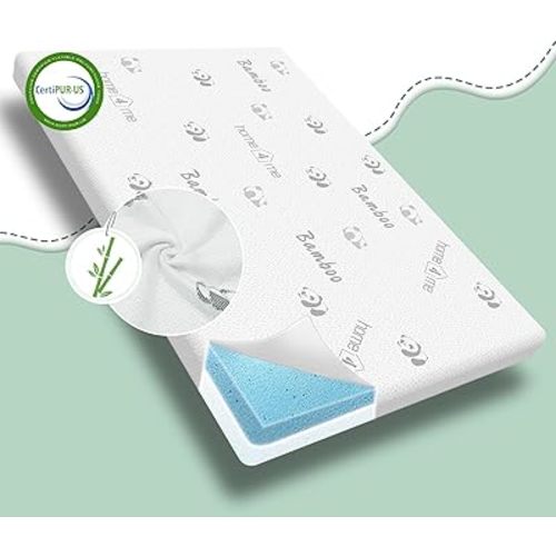 Bamboo Pack and Play Mattress 38" x 26" x3'', Dual Sided Playpen Mattresses, Breathable Pack n Play Mattress Memory Foam Baby Crib Mattresses for Babies and Toddlers with Soft Cover