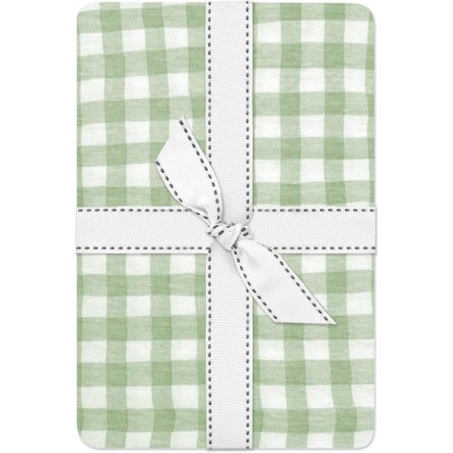 Butterblu Frankie Fitted Crib Sheet 100% Organic Cotton for Baby & Toddler Mattress, Breathable for Boys & Girls, Sage Check, One Size