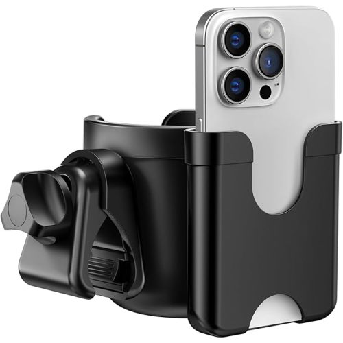 Guiseapue Cup Holder for Walker: Stroller Cup Holder Attachment with Phone Holder, Wheelchair/Stroller Accessories for Rollator, Bike, Scooter, Baby Essentials,New Mom
