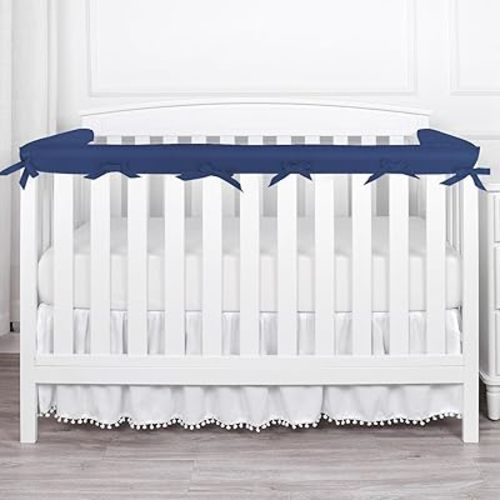 Crib Rail Covers for Teething, 3 Pieces Crib Teething Rail Cover, Breathable Corner Edge Strips for Full-Size Cribs (Blue-LH)