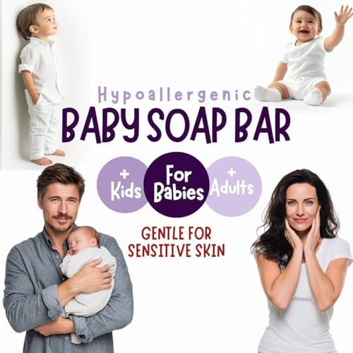 Hypoallergenic Baby Soap Bar for Sensitive Skin | Gentle Wash for Babies, Toddlers, Kids & adults | Relaxing Lavender Oil & Oatmeal | 5 Bars