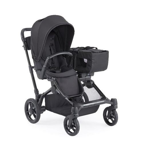 Contours Element Side-by-Side Convertible Toddler and Baby Stroller Single-to-Double, Reversible Seating Options, Infant Seat Compatible, Spacious Storage, UPF 50 Sun Canopy - Stealth Black