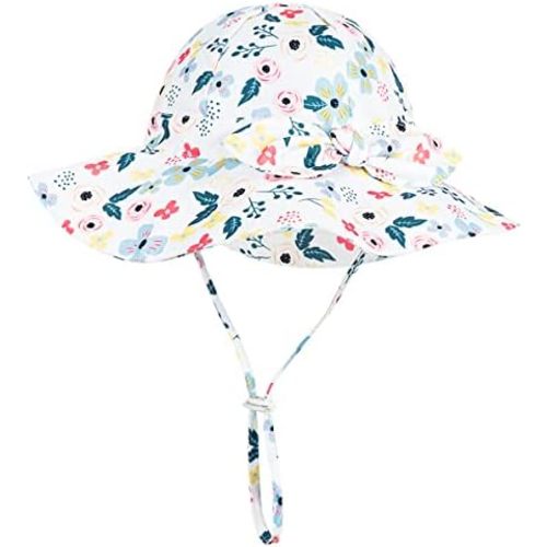 Baby Girl Sun Hat with UPF 50+ Outdoor Adjustable Beach Hat with Wide Brim Bucket Hats