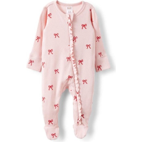 Organic Pointelle Ruffle Zip All In One, 0-3M