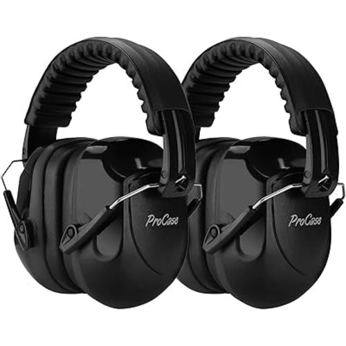 ProCase Noise Reduction Ear Muffs, Sound Proof Ear Protection, NRR 28dB Noise Cancelling Headphones for Adults Kids Autism, Hearing Protection for Mowing -2 Packs, Black