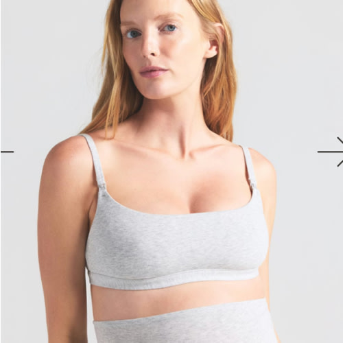 COTTON JERSEY MATERNITY NURSING SCOOP BRALETTE | LIGHT HEATHER GREY | SKIMS
