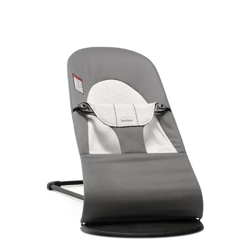 BabyBjörn Bouncer Balance Soft, Woven/Jersey, Dark Gray/Gray | 2-in-1 Adjustable Baby Bouncer Seat and Toddler Chair, Newborn to Toddler (8-29 lbs), 4 Positions, Lightweight & Portable