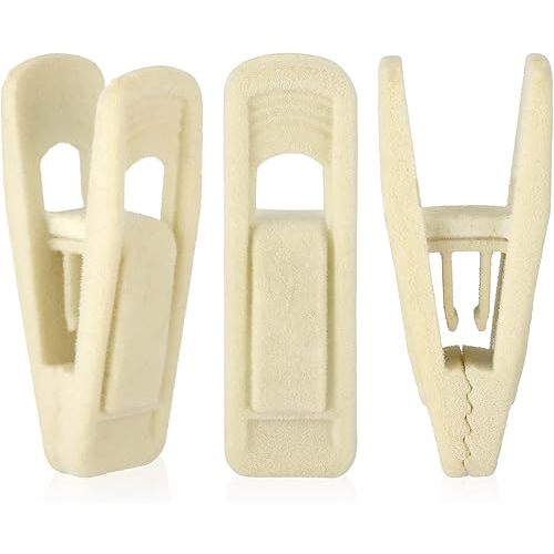 Tinfol Beige Velvet Hanger Clips 50Pack, Pants Velvet Clips, Large Opening Clip Clothes Pin, Strong Finger Flocked Clip Perfect for Slim-line Clothes Hangers