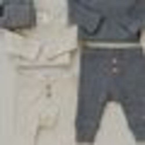 Mebie Baby - Waffle Bodysuit + Pants Set in Dark Heather Grey - 6-12mo