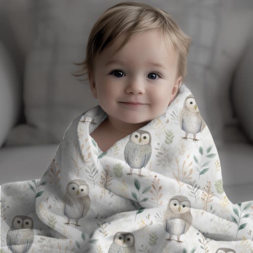 Adorable Owl Woodland Themed Nursery, Cute Owl Forrest Baby Toddler Blanket, Boho Owl Woods, Forrest Cabin Decor, Baby blanket. Baby Shower