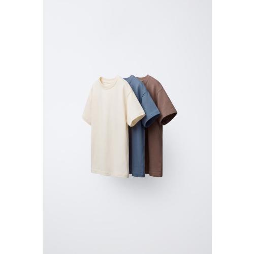 THREE-PACK OF BASIC T-SHIRTS - Blue / Gray | ZARA United States
