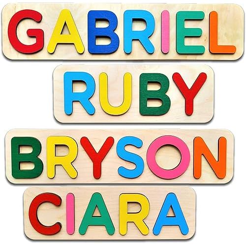 Personalized Wooden Name Puzzle for Kids Personalized Baby Name Puzzle for Toddlers Personalized Baby Gifts First Birthday Gift Wooden Puzzles Custom Toddler Learning