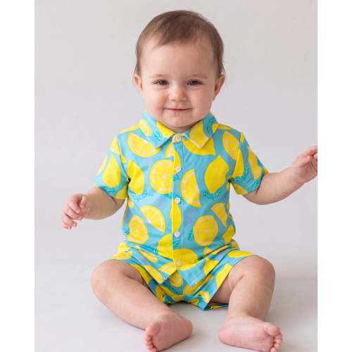 Fresh Market Baby Boy Lemon Shirt & Shorts Set Turquoise