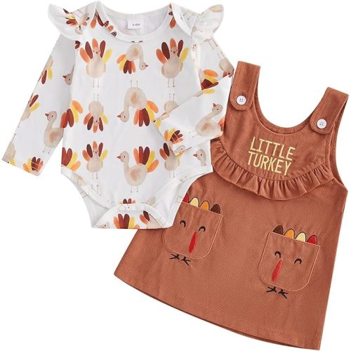 My First Thanksgiving Baby Girl Outfit Newborn Turkey Romper And Corduroy Skirt Little Turkey Dress Outfits