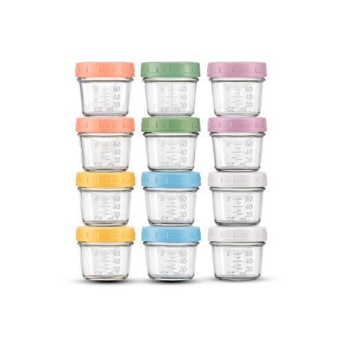 Glass Baby Food Storage Containers Leakproof 12 Piece Set