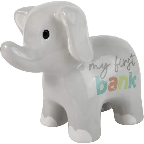 My Baby’s First Bank Piggy Bank – Ceramic Animal Bank and Nursery Piggy Bank for Baby Boys, Girls, Toddlers, and Kids (Elephant)