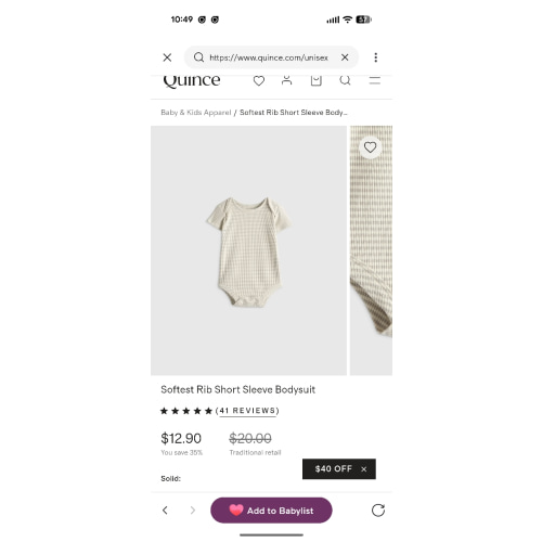 Softest Rib Short Sleeve Bodysuit in grey striped