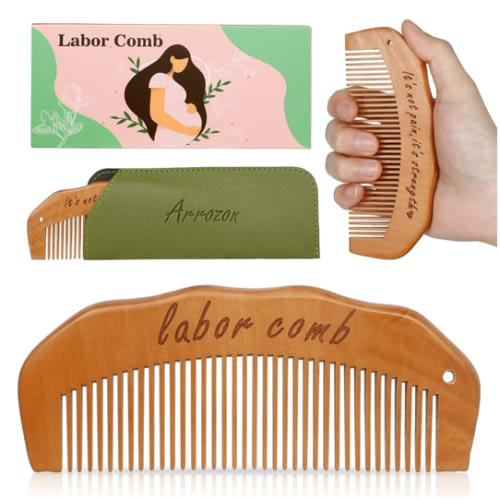 Arrozon Birth Comb for Women Labor, Wooden Labor comb Natural Labor and Delivery Essentials, Birthing Combs Hospital Bag Must Haves for Pregnant Women, Wood Comb Labor Gifts for Moms