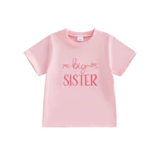 GOOCHEER Summer Big Sister Little Sister Matching Outfit Newborn Baby Girl Short Sleeve Romper Toddler Girl T-Shirt Tops